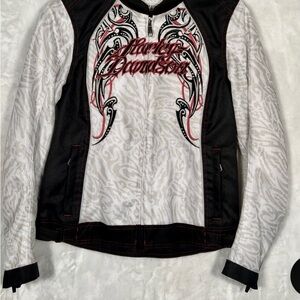 Harley-Davidson Women's Black and White Leather Jacket